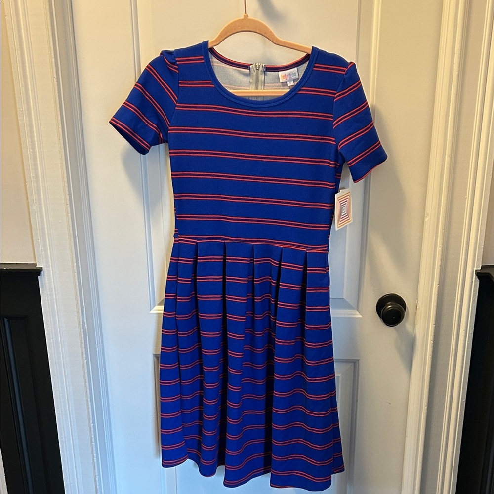 Blue and Red Striped Dress